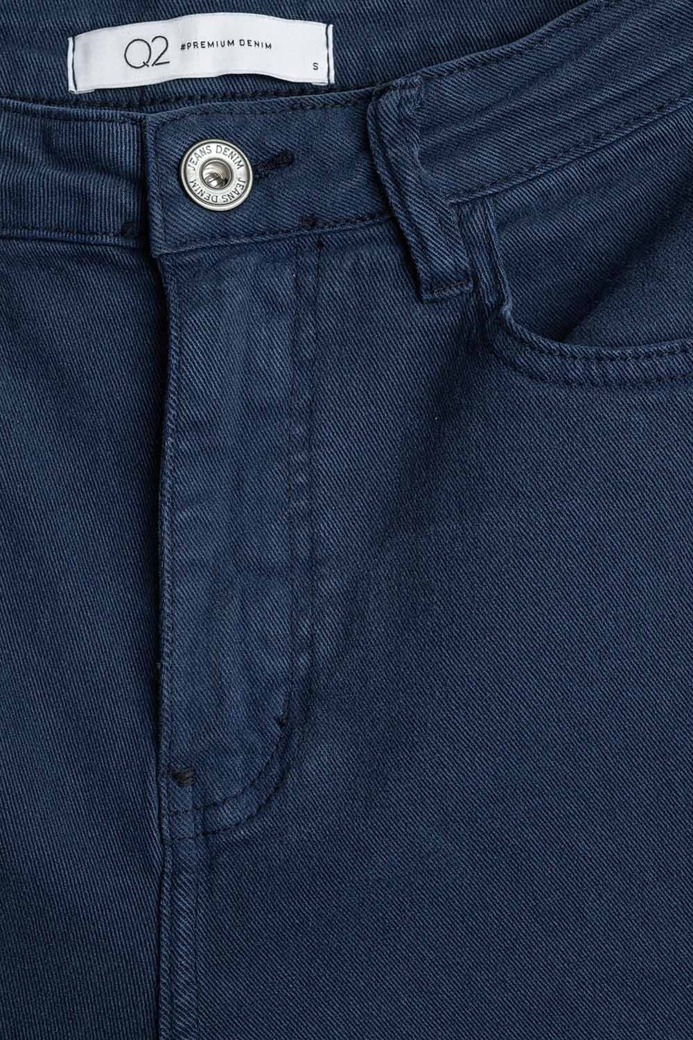 Pantalon droit à ourlet court en bleu marine