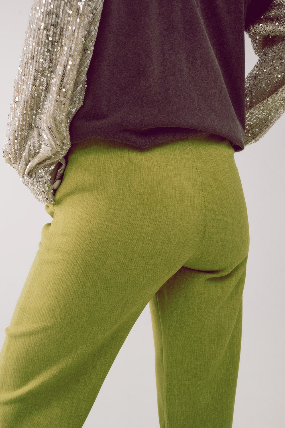 Pantalon droit ajusté vert