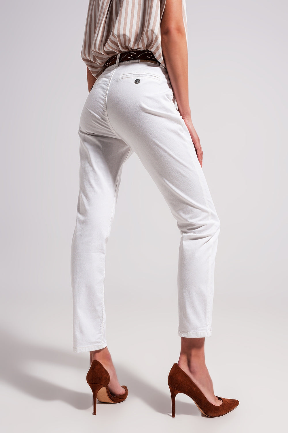 Pantalon en coton mélangé Blanc