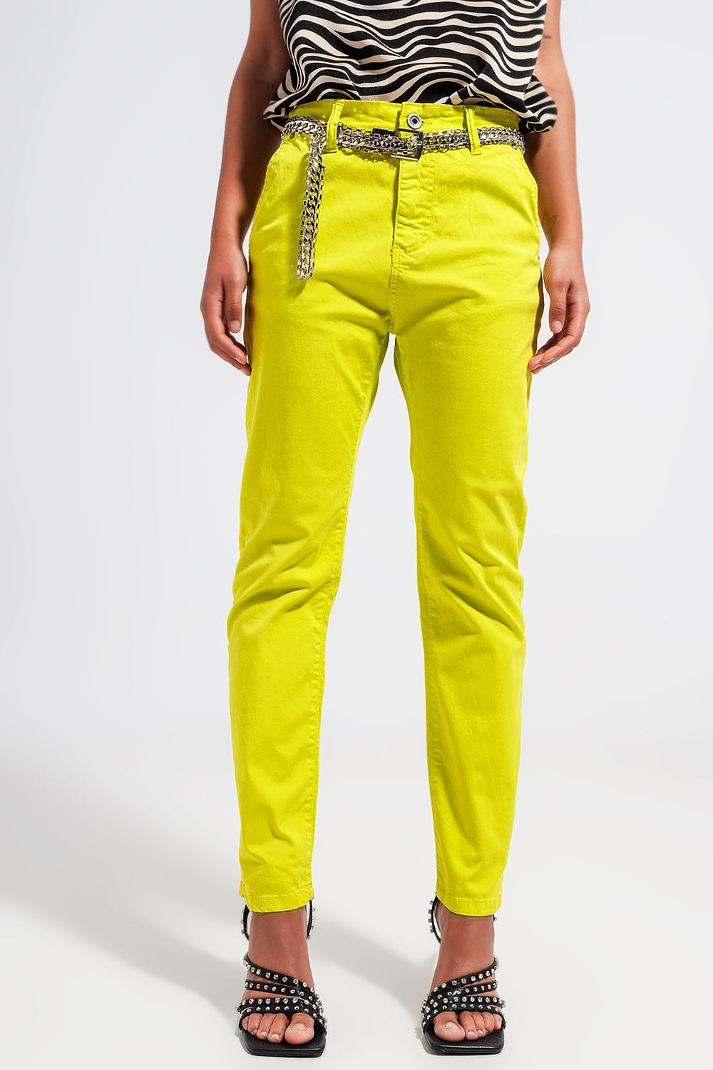 Pantalon en coton mélangé jaune