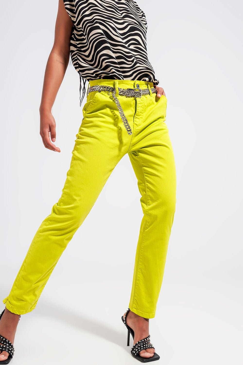 Pantalon en coton mélangé jaune