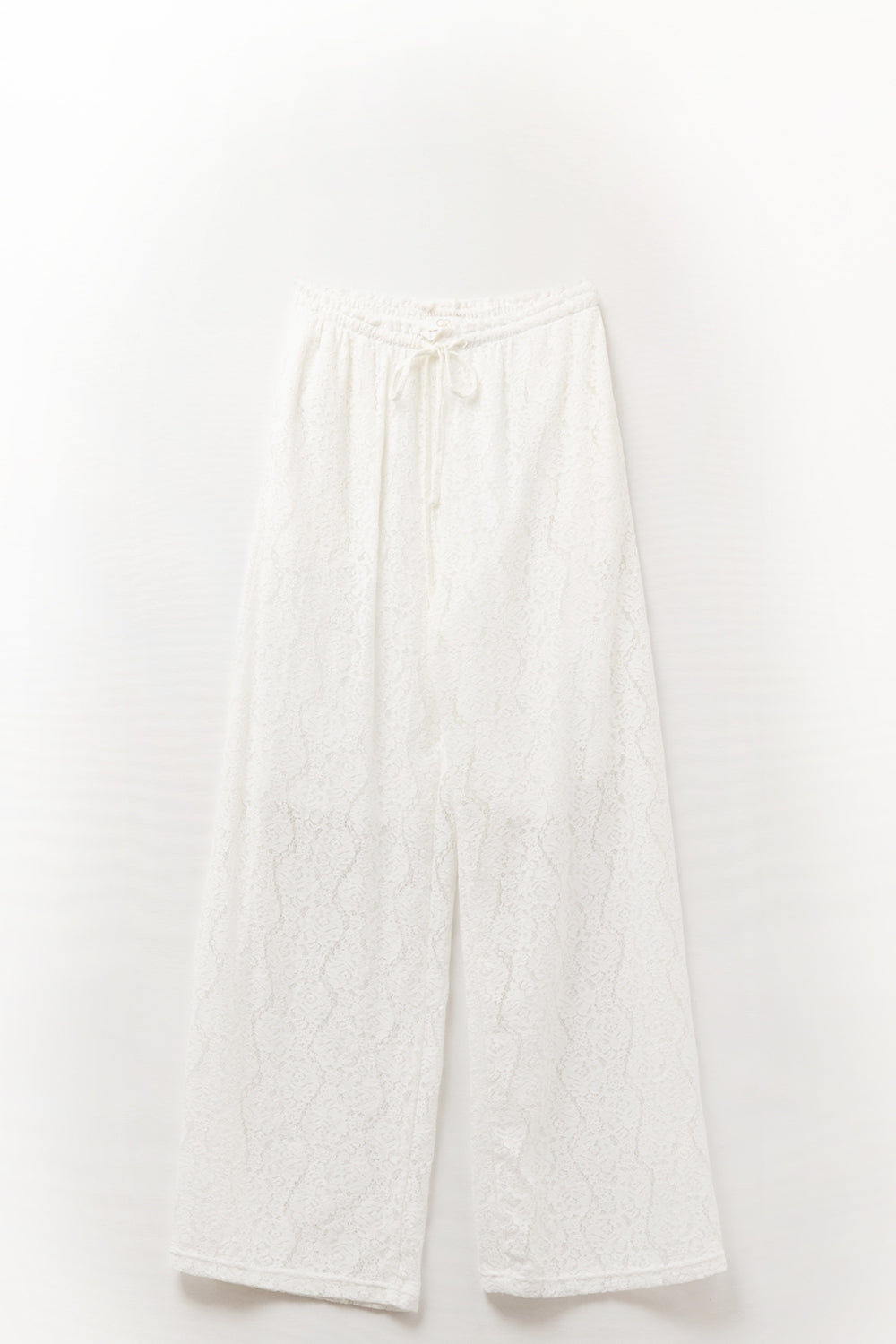 pantalon en dentelle à jambes larges avec ceinture élastique