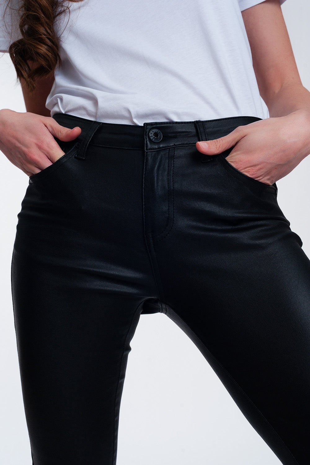 Pantalon enduit noir