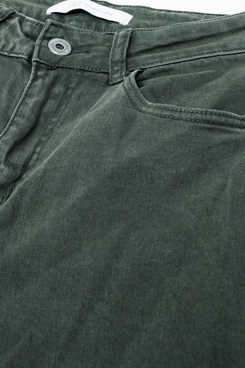 Pantalon large à taille haute vert militaire