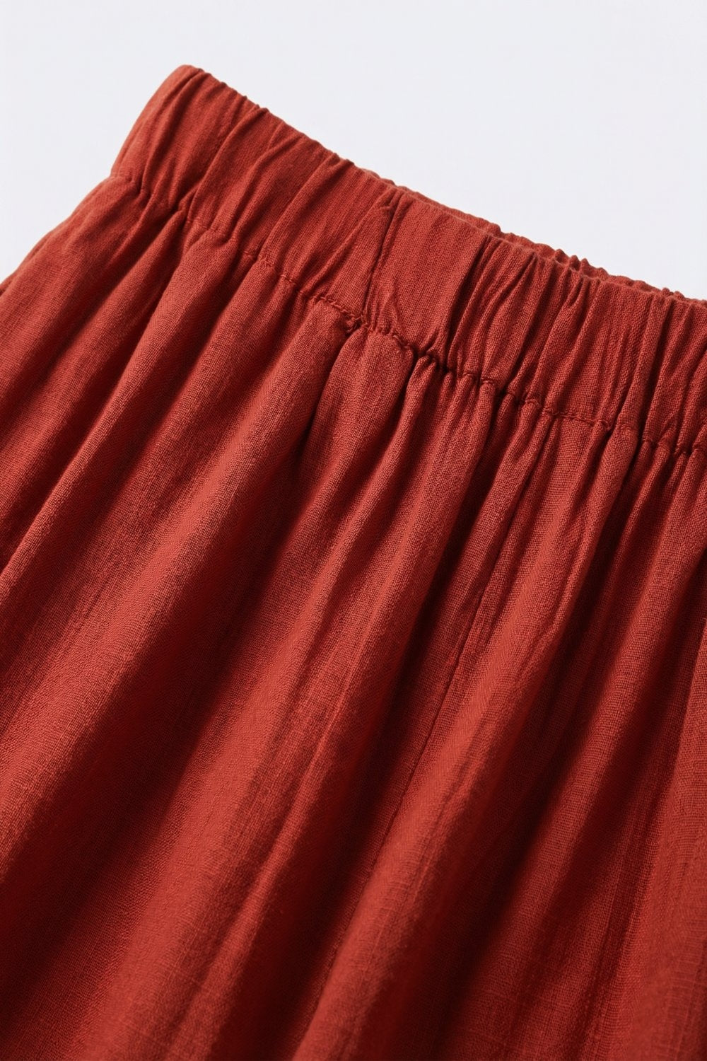 Pantalon Large Décontracté en Tissu Léger Terracotta