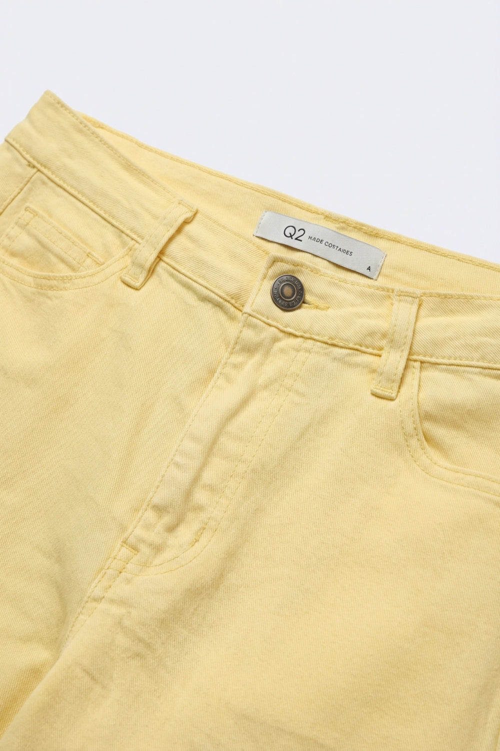 Pantalon large en coton à taille haute et longueur complète en jaune