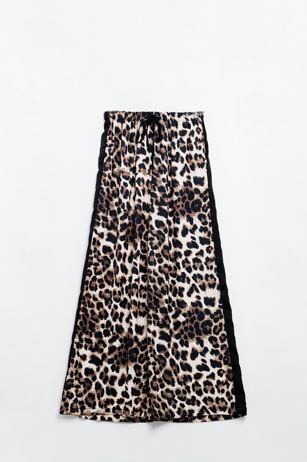 Pantalon large en léopard avec bande latérale en satin