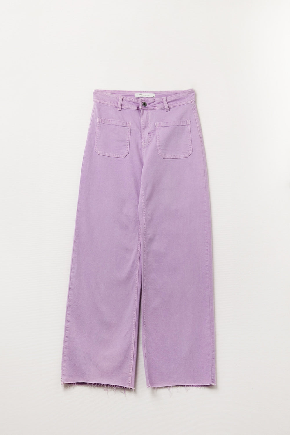 pantalon lilas à jambe droite avec poches avant
