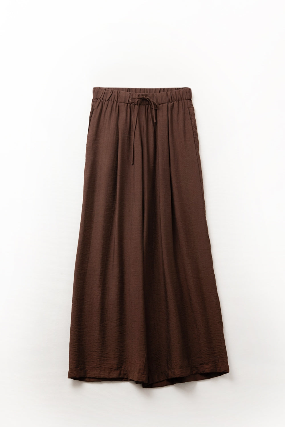 Pantalon marron à jambe large en viscose légère