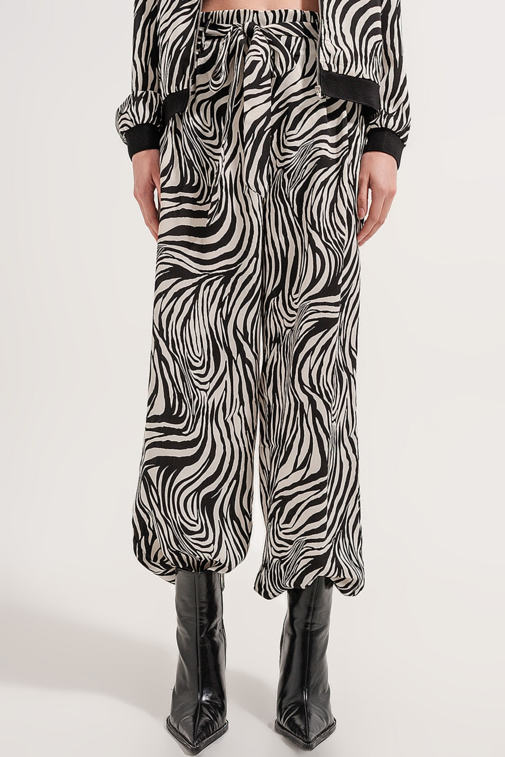 Pantalon ultra large à imprimé zébré