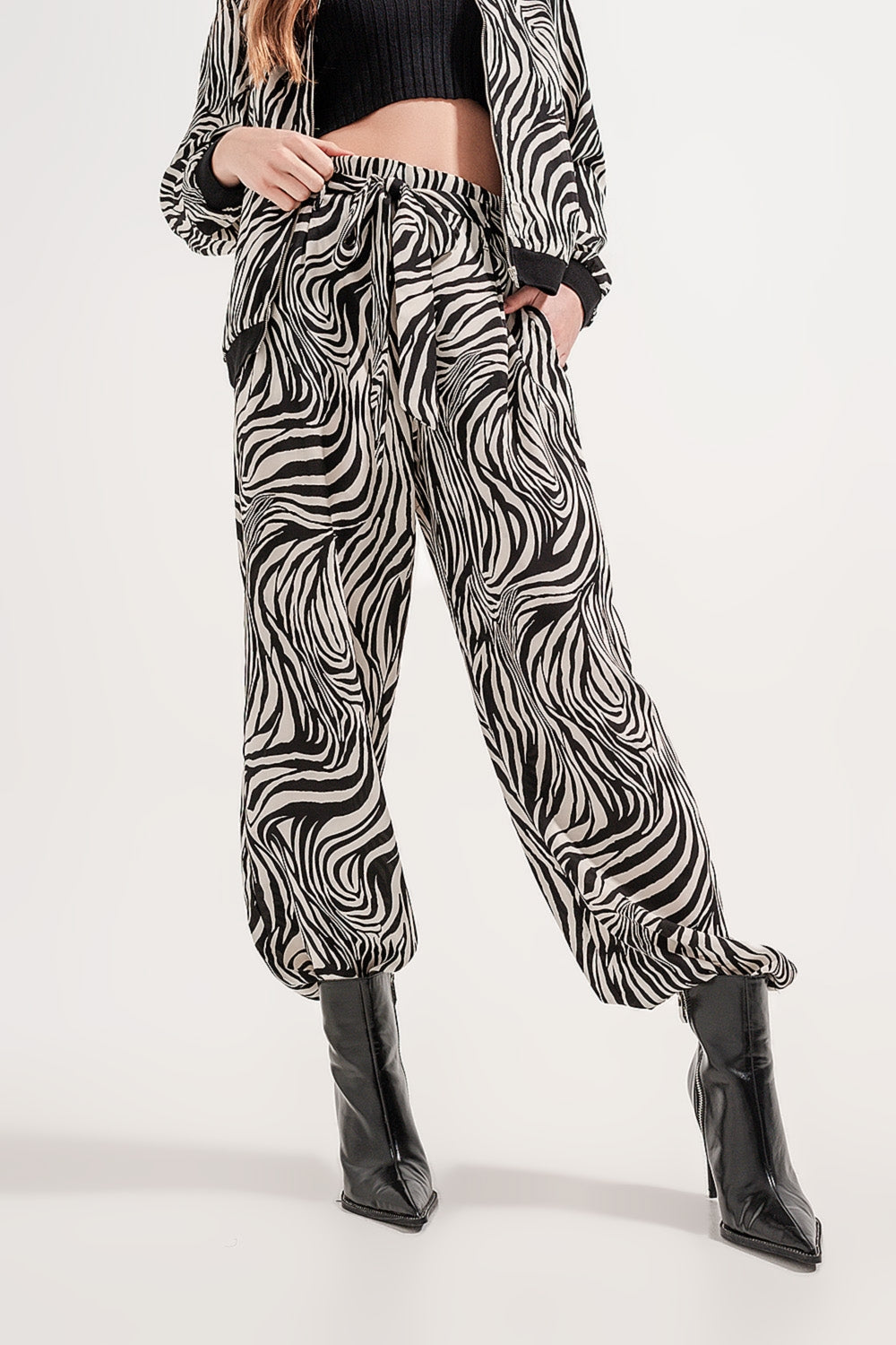 Pantalon ultra large à imprimé zébré