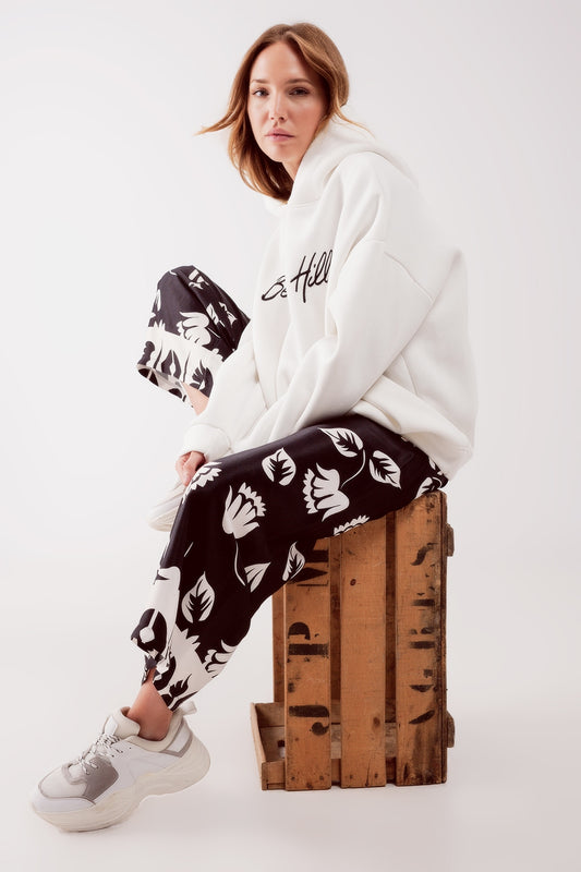 Q2 Pantalon ultra large élastique en noir