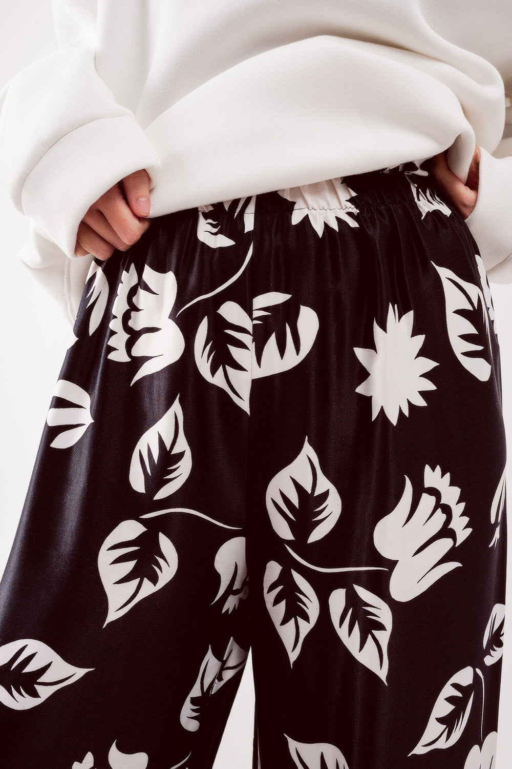 Pantalon ultra large élastique en noir
