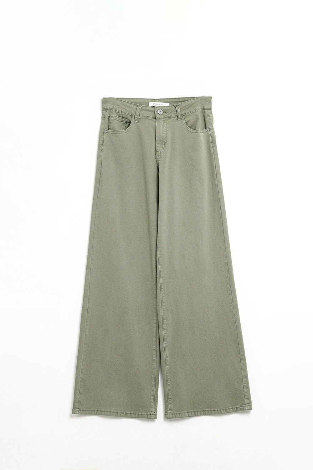 Q2 Pantalon vert droit à jambes larges
