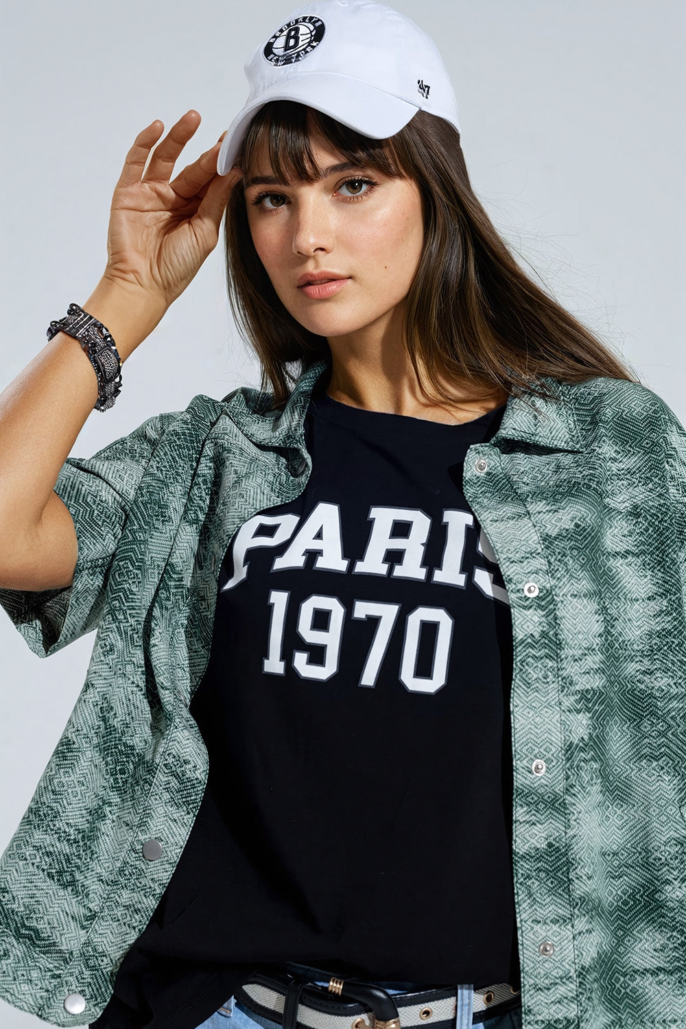 Polo boutonné en Tie Dye vert