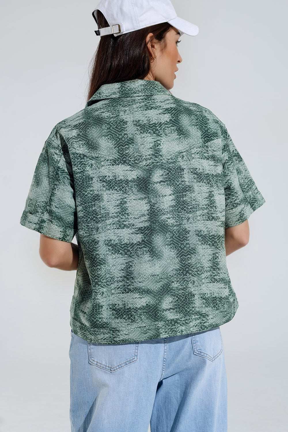 Polo boutonné en Tie Dye vert