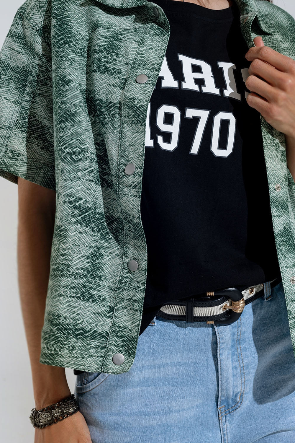 Polo boutonné en Tie Dye vert