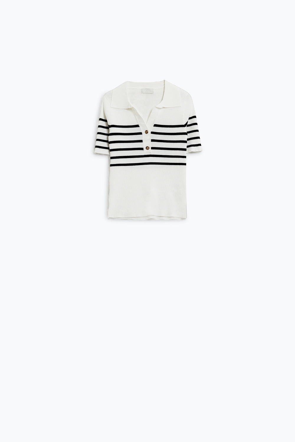 Polo rayé à boutons en blanc