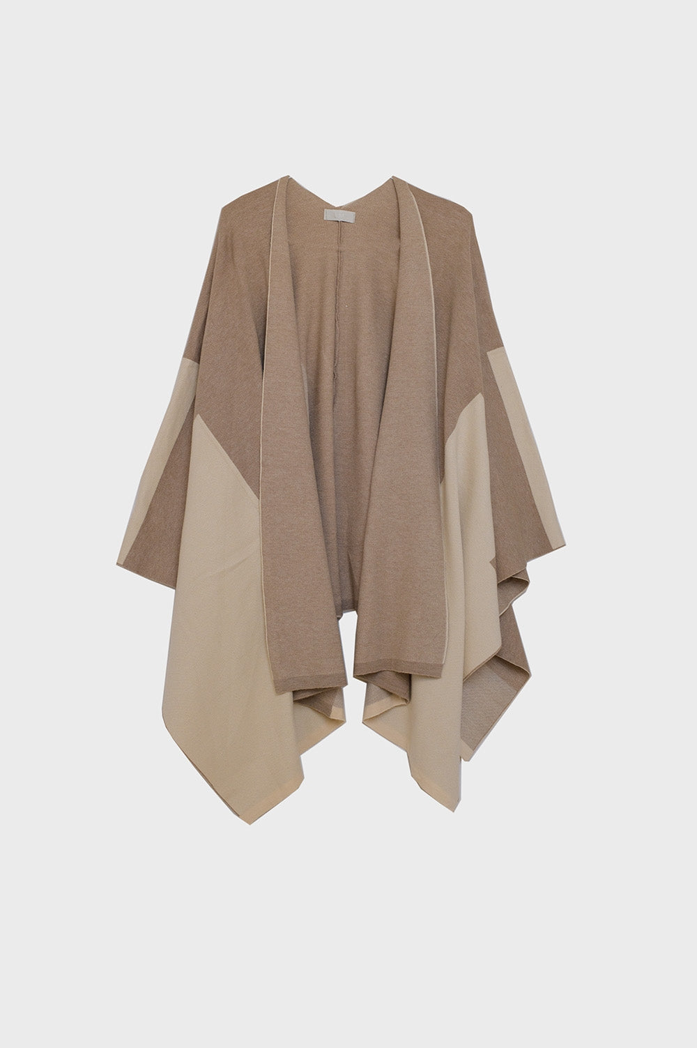 Poncho asymétrique en brun clair et brun foncé