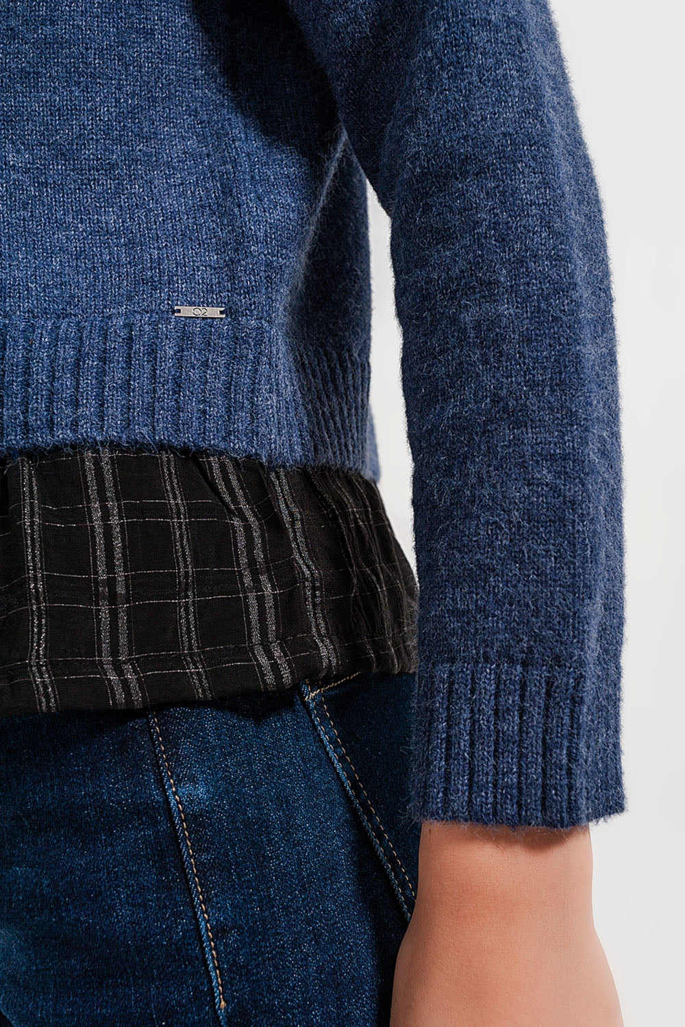 Pull 2 en 1 avec sous-pull en marine