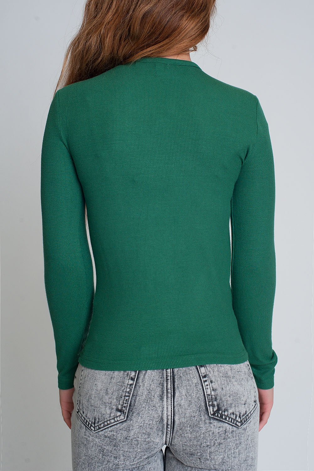 Pull à col asymétrique en vert