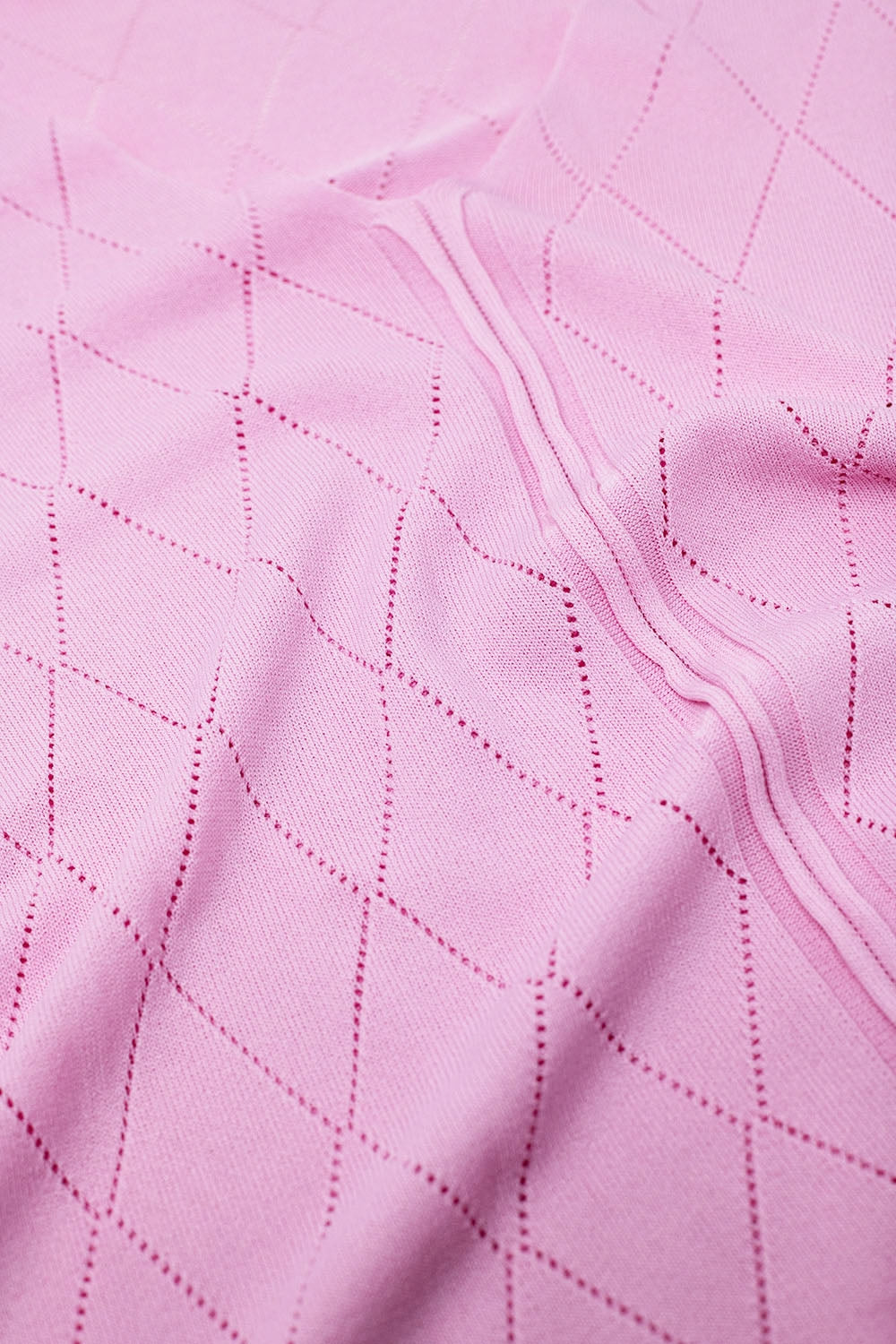 Pull à manches courtes rose pâle à motif argyle