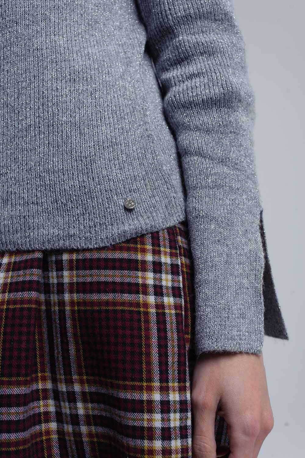 Pull brillant gris