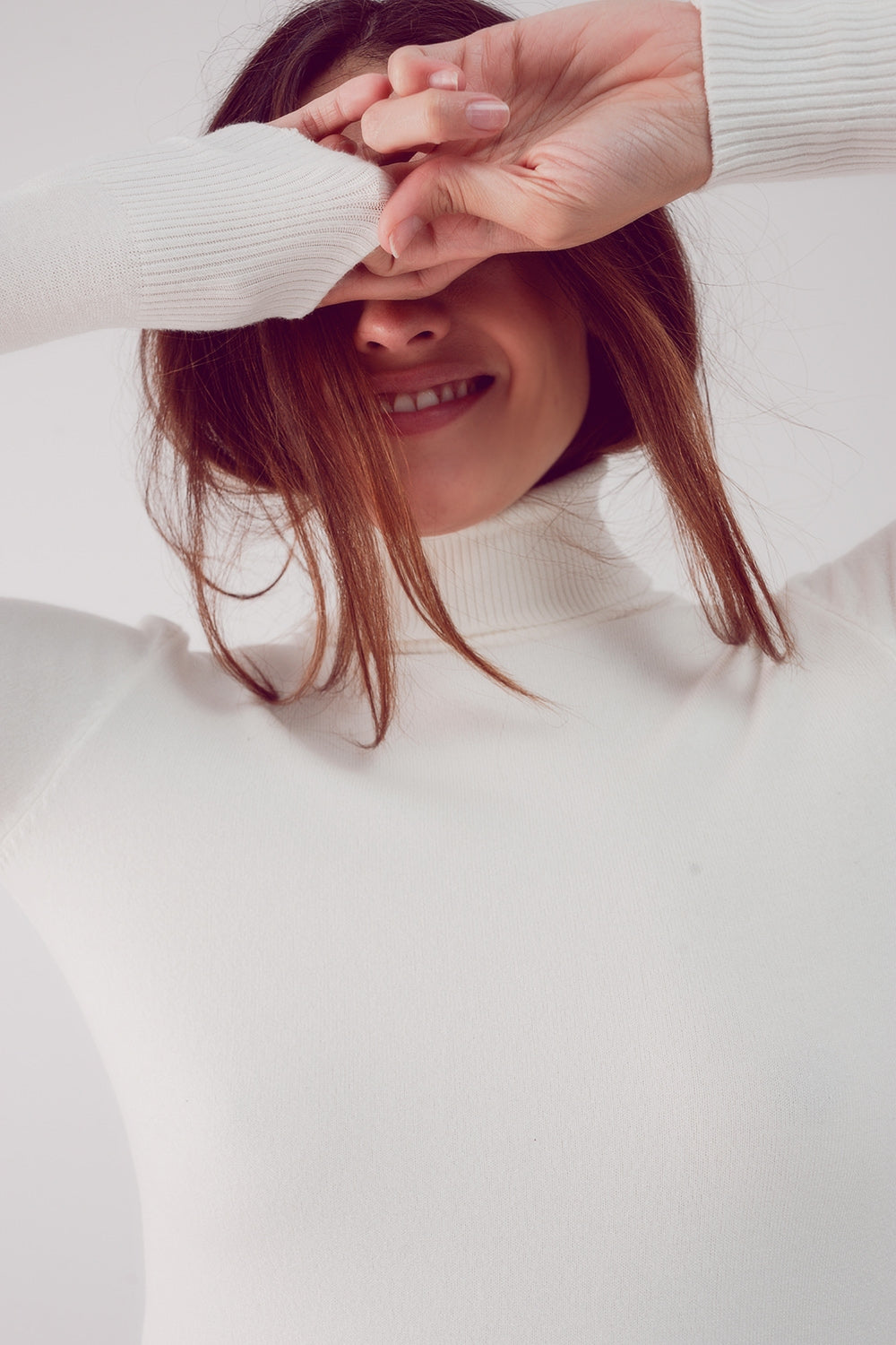Pull col montant creme
