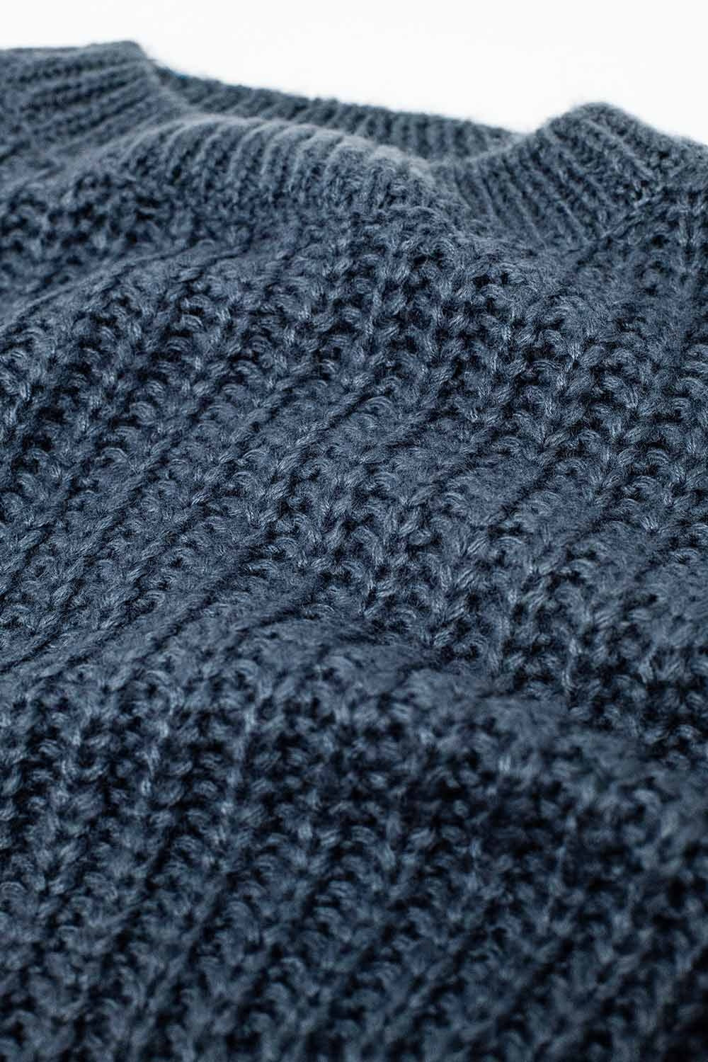 Pull en grosse maille gris foncé à manches ballon