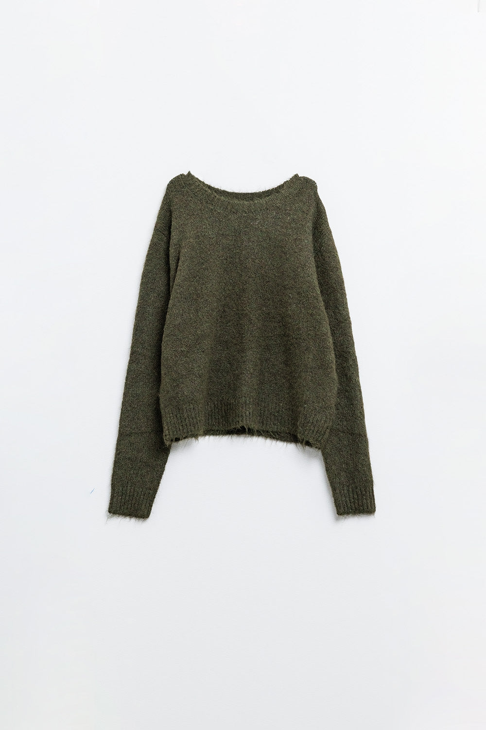 Pull en maille douce de coupe standard en kaki
