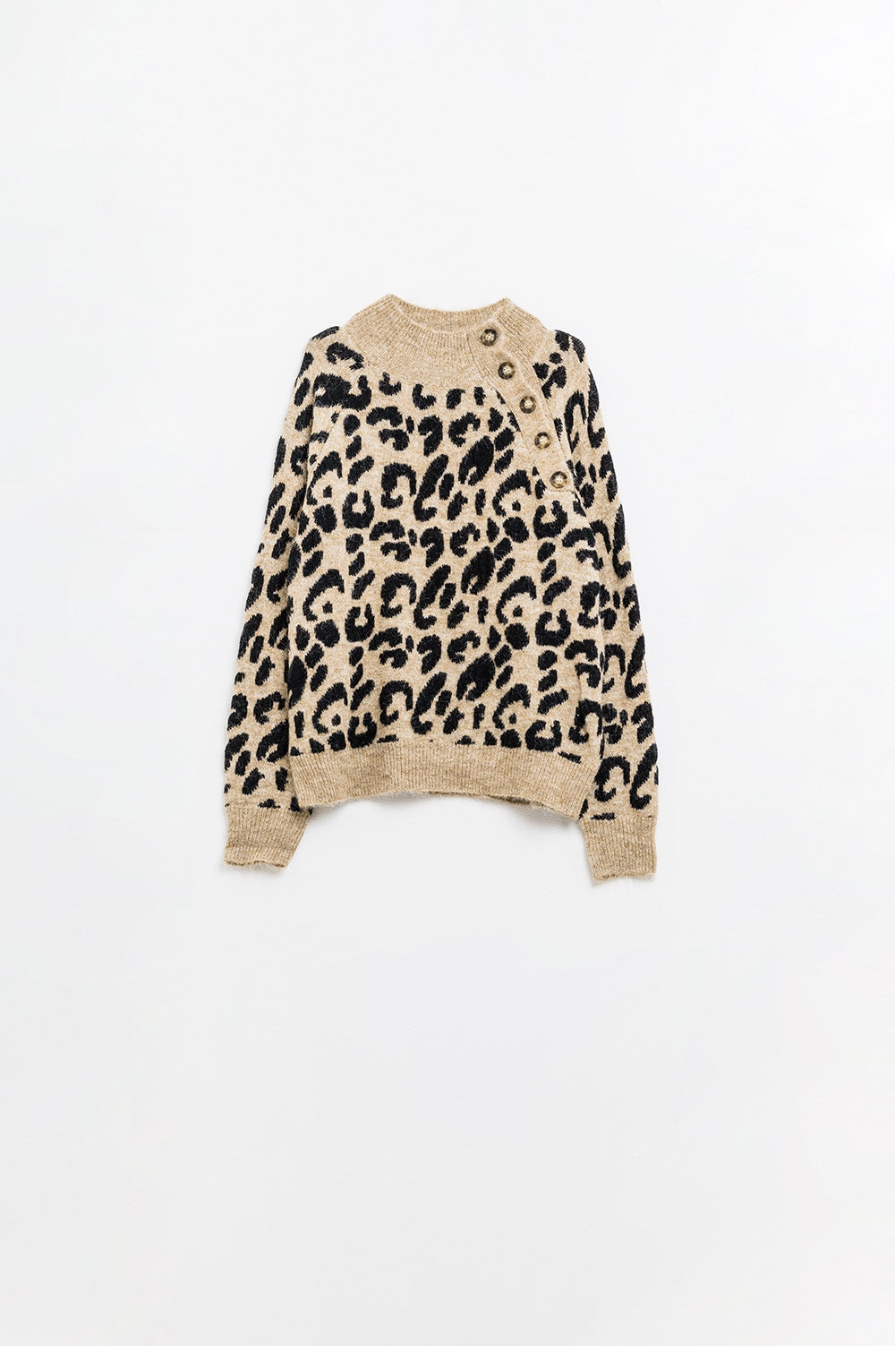 Pull en maille léopard avec boutons sur le côté