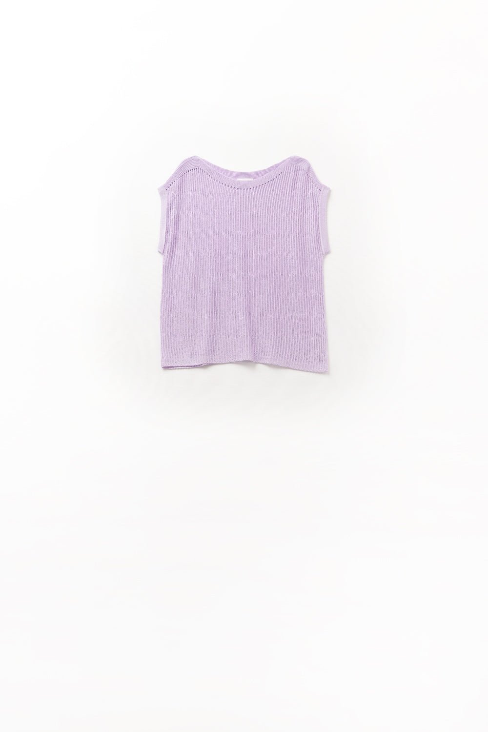 Q2 Pull en maille lilas à col bateau avec manches tombantes