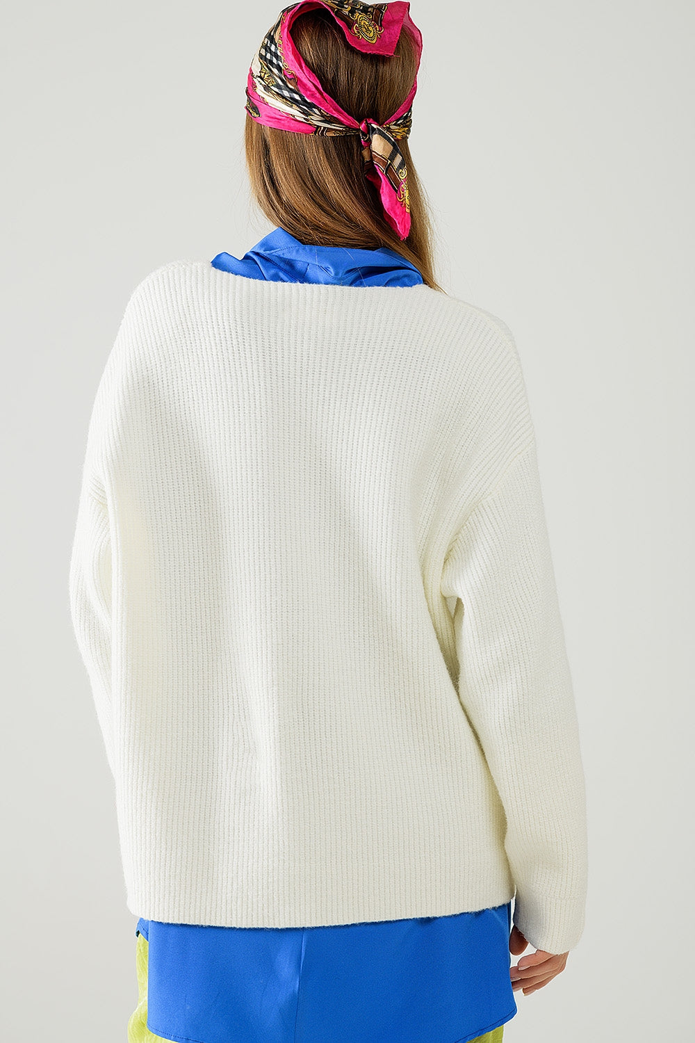 Pull en maille surdimensionné blanc