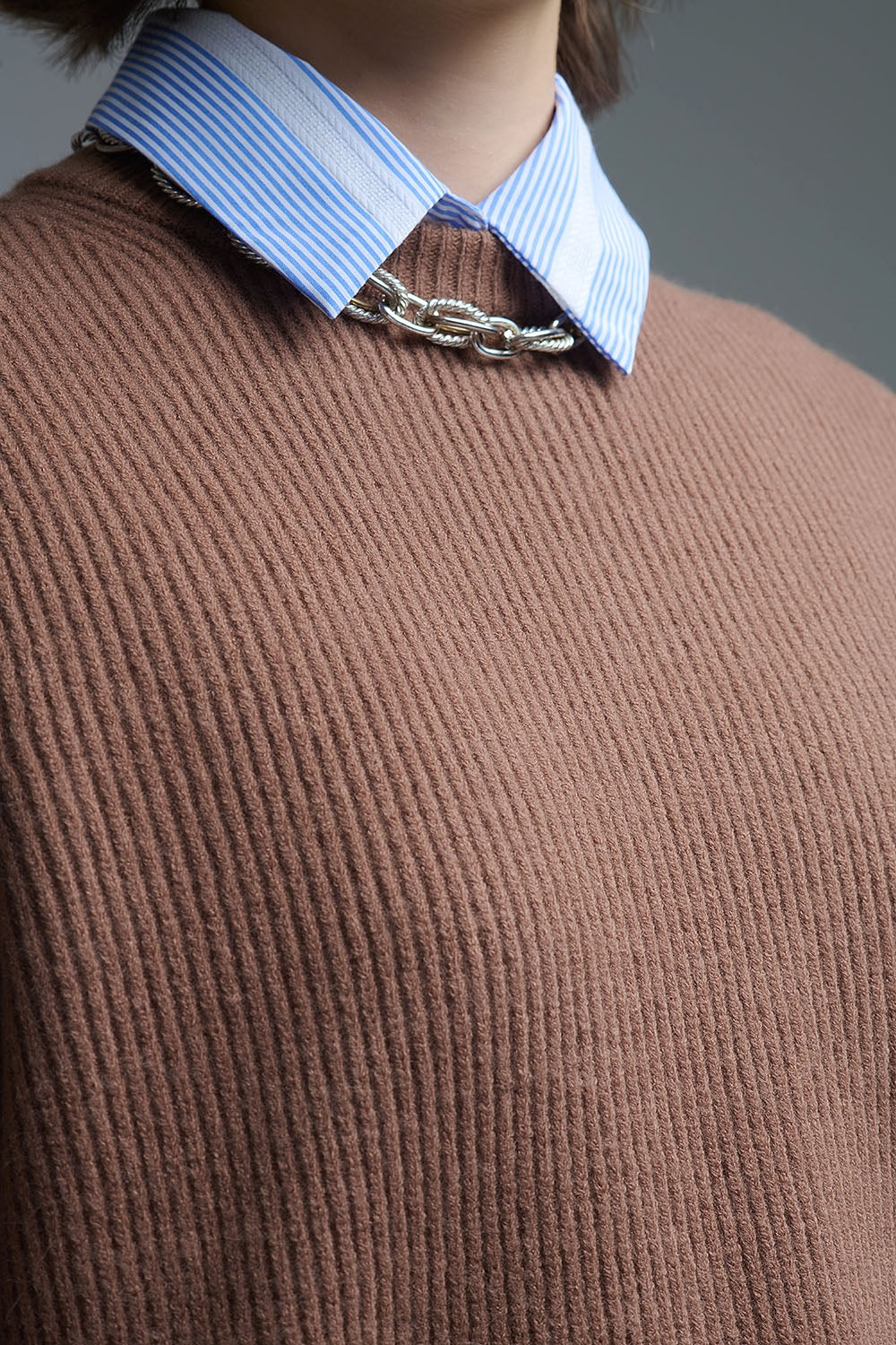 Pull en tricot confortable côtelé camel