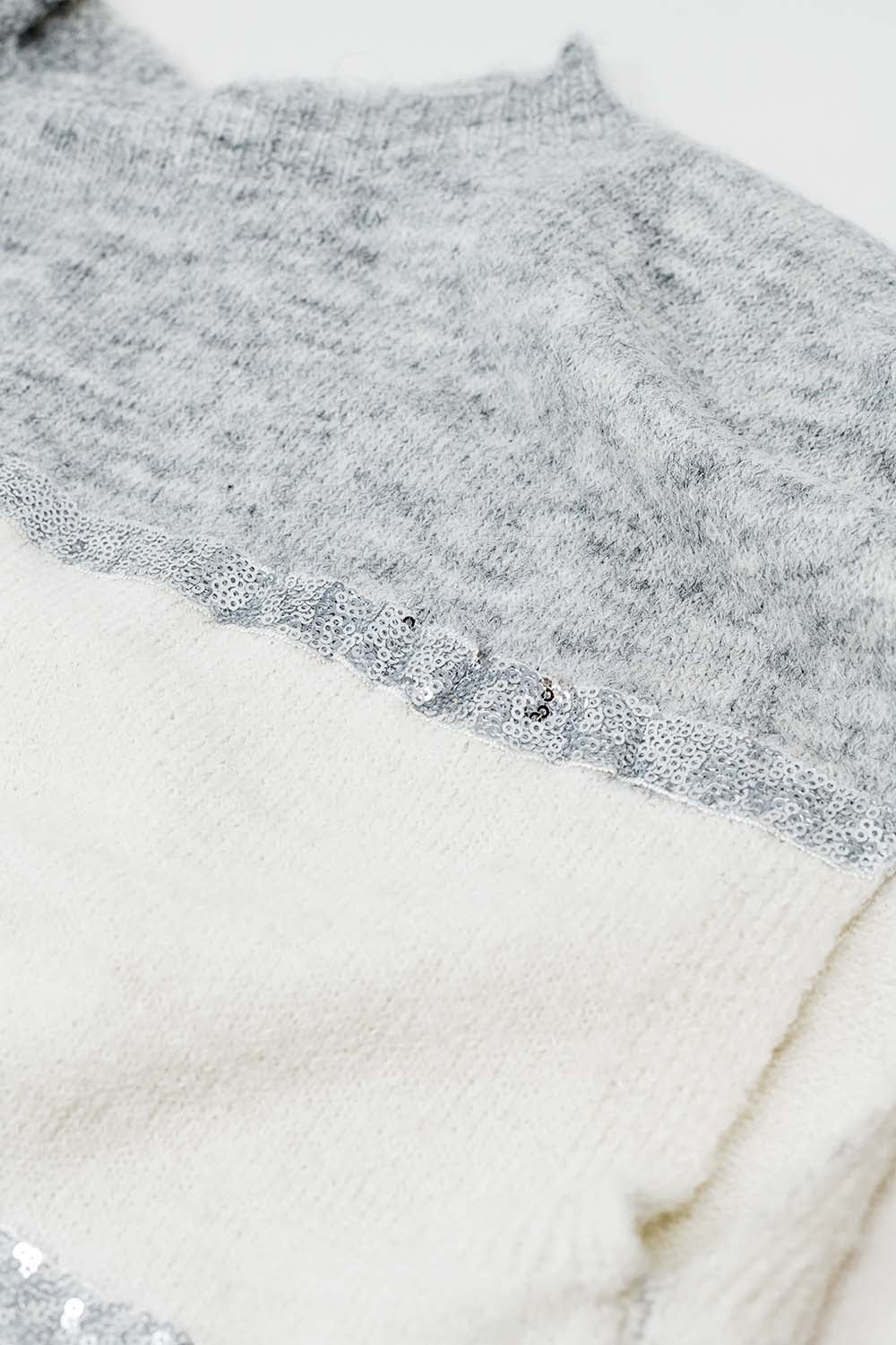Pull gris sans manches avec paillettes
