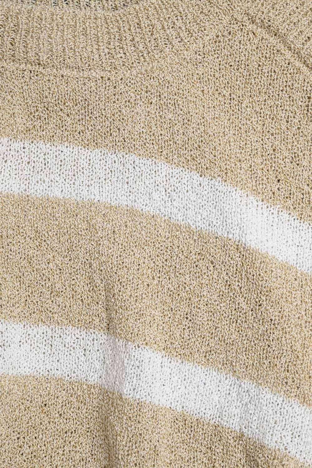 Pull Heather avec épaules dénudées et rayures horizontales en beige