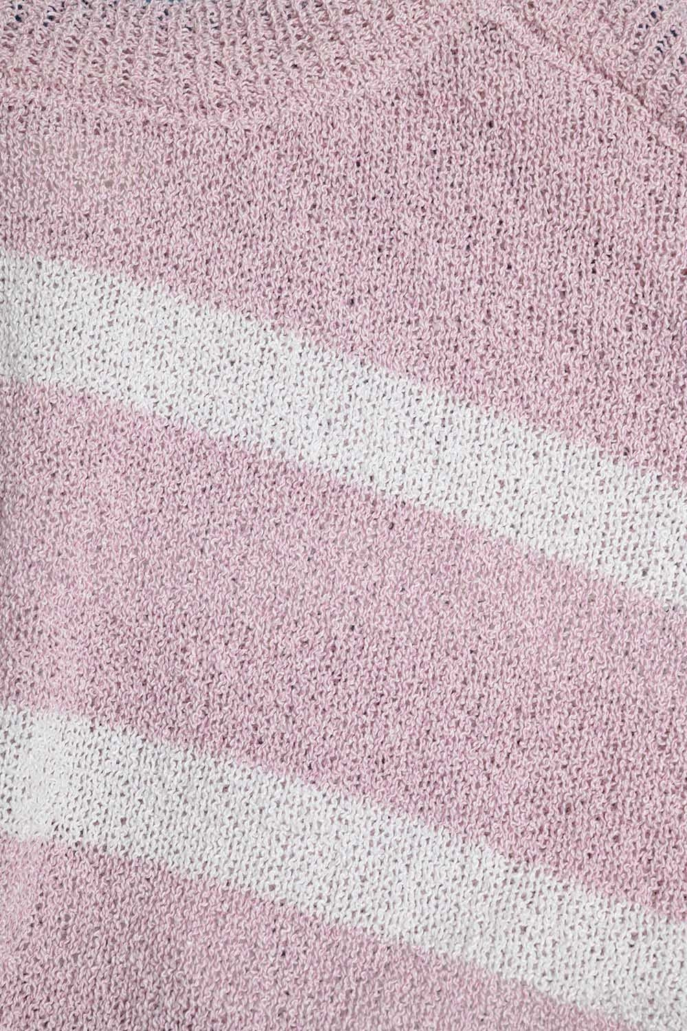 Pull Heather avec Épaules Ouvertes et Rayures Horizontales en Rose