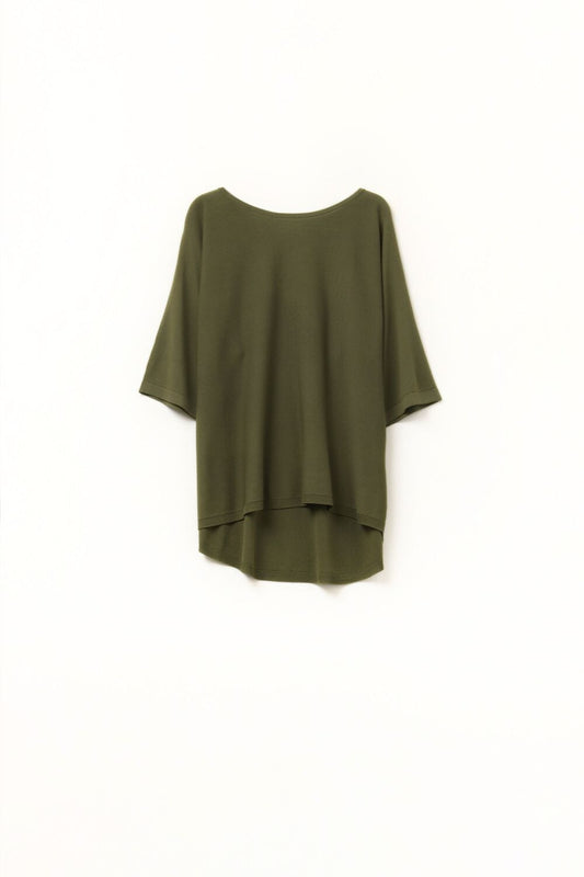 Q2 pull kaki oversize à manches jusqu'aux coudes