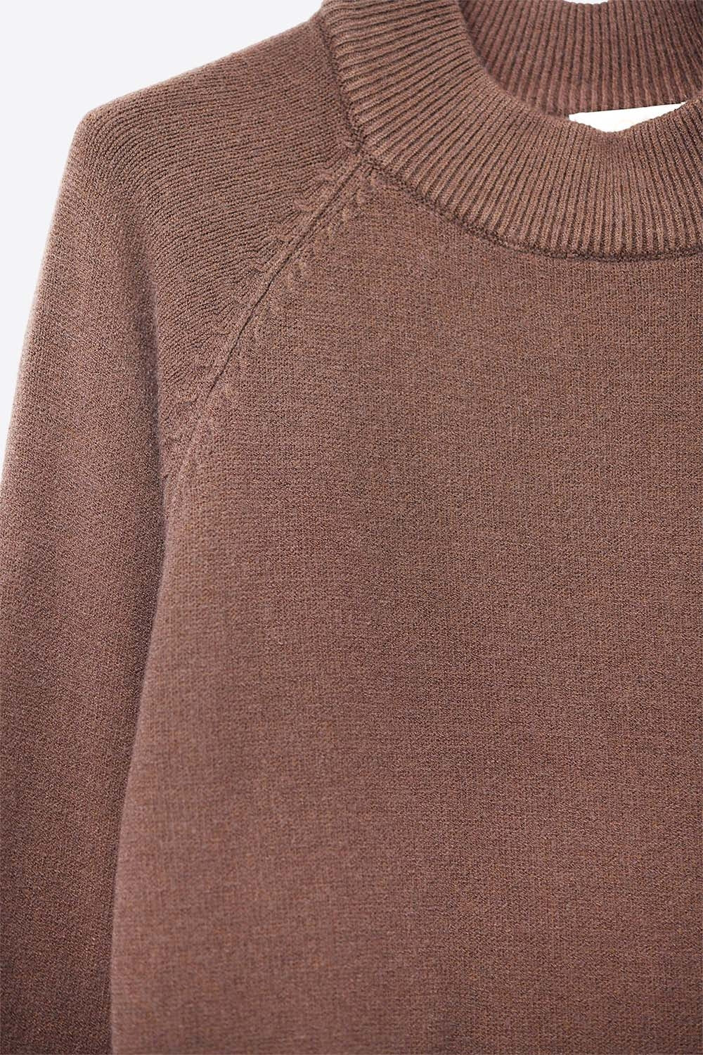 pull marron de style décontracté avec manches ballon