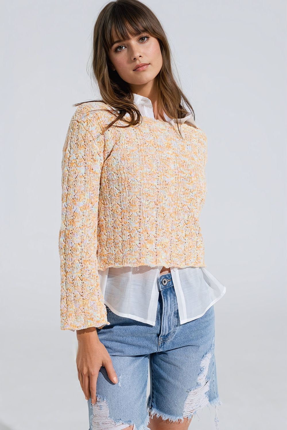 Pull multicouleure à manches évasées