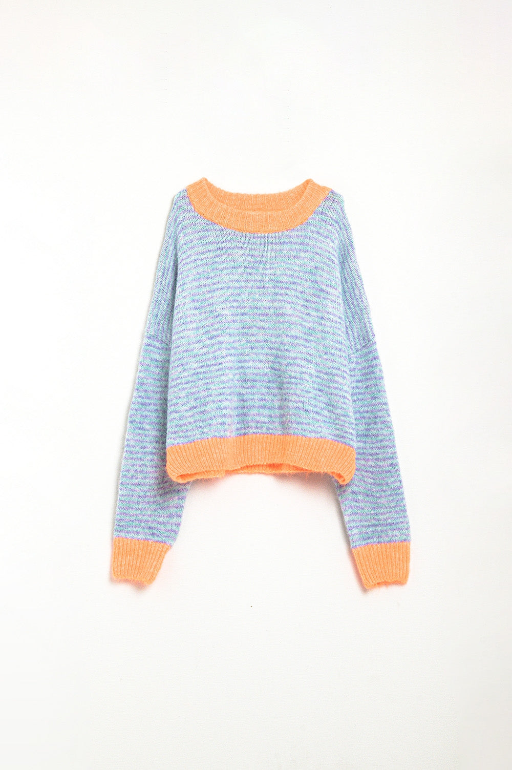 Pull oversize en maille bleu clair/orange
