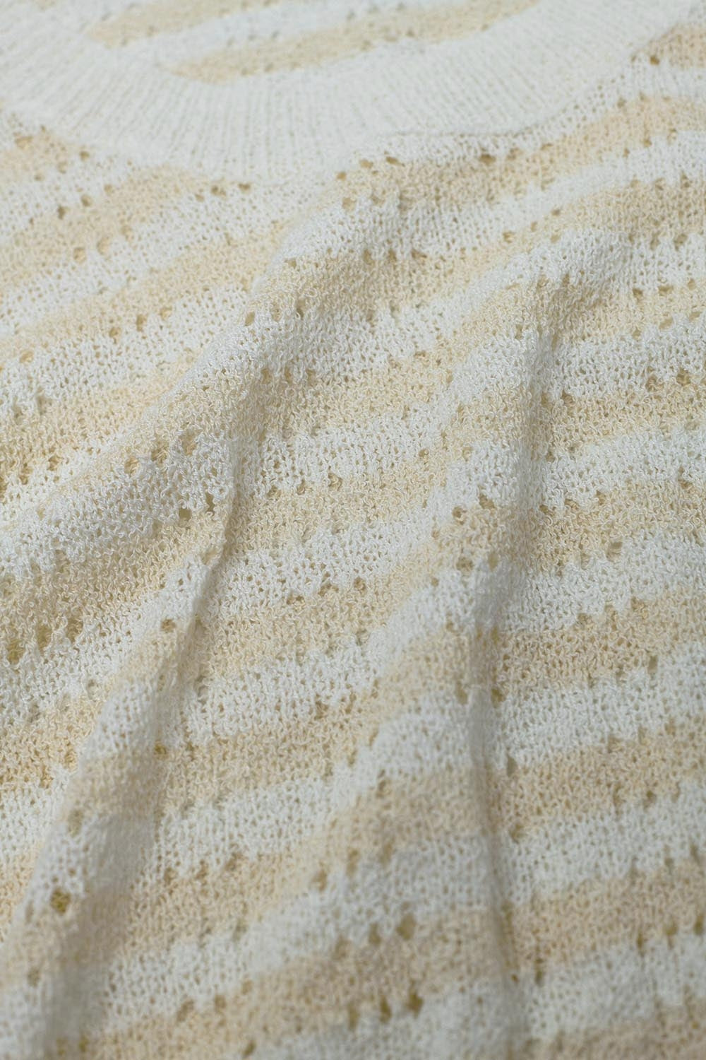 Pull sans manches à rayures en tricot ouvert cream et blanc