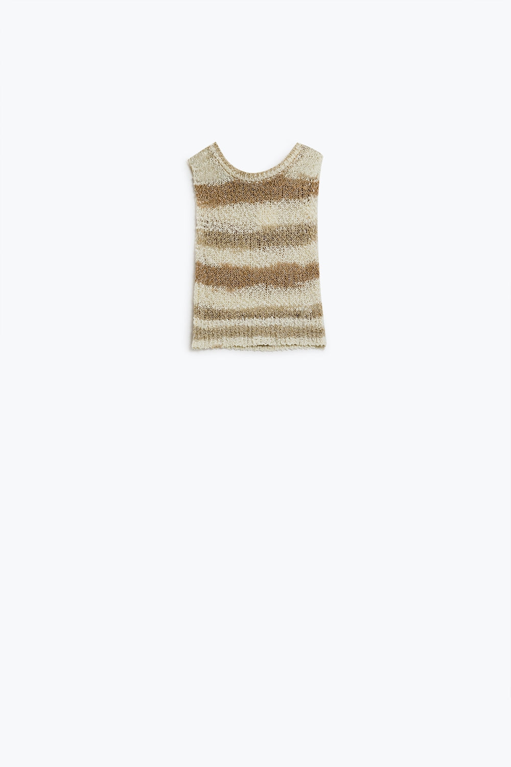 Pull sans manches à rayures et encolure ras du cou en tricot Tints of Beige