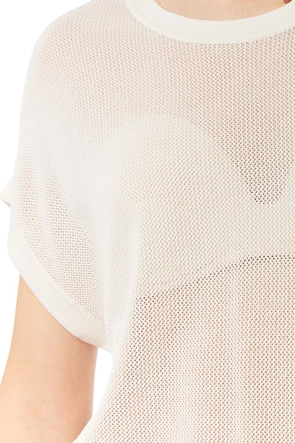 pull tricot à carreaux en couleur beige