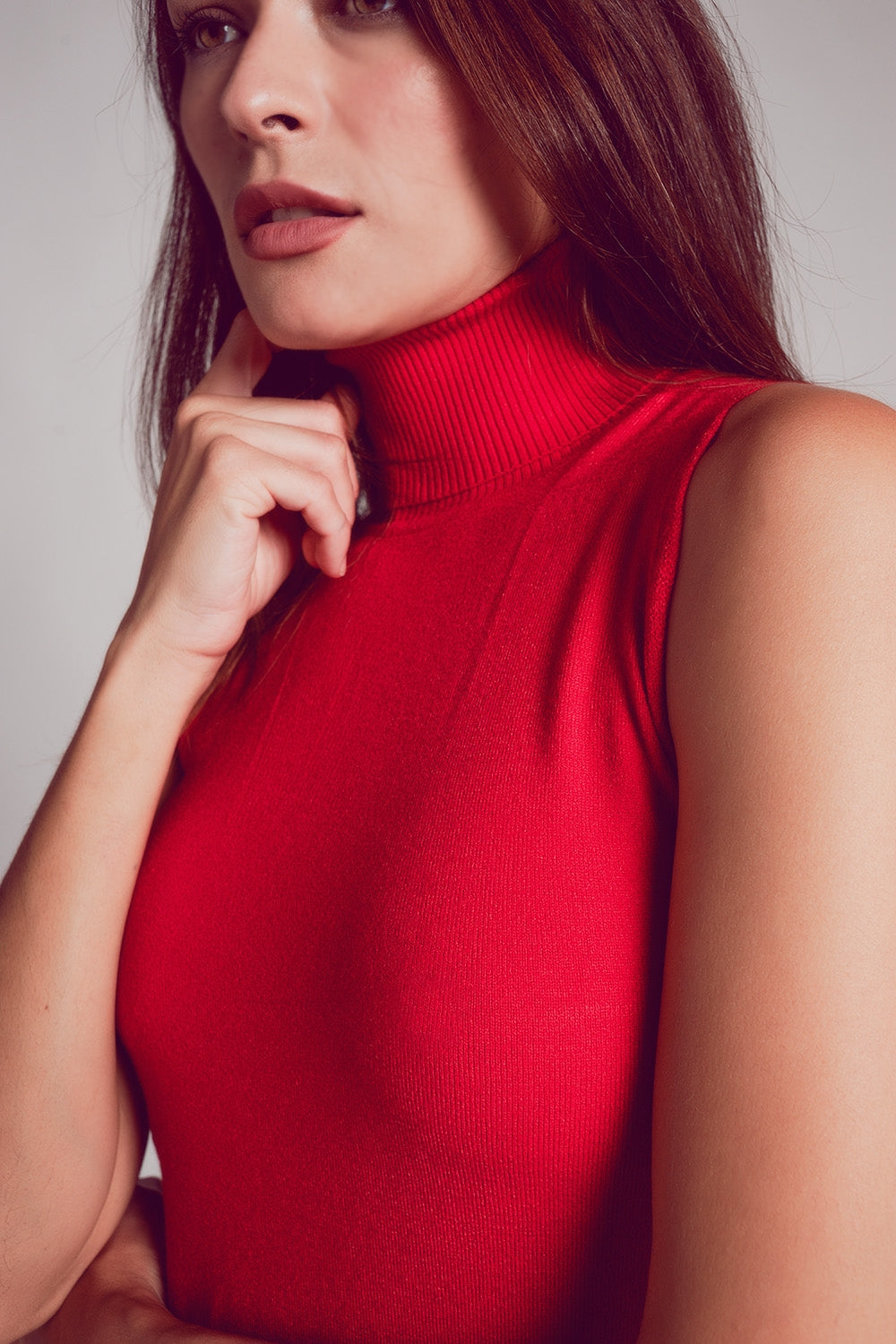 Pullover à débardeur en maille rouge