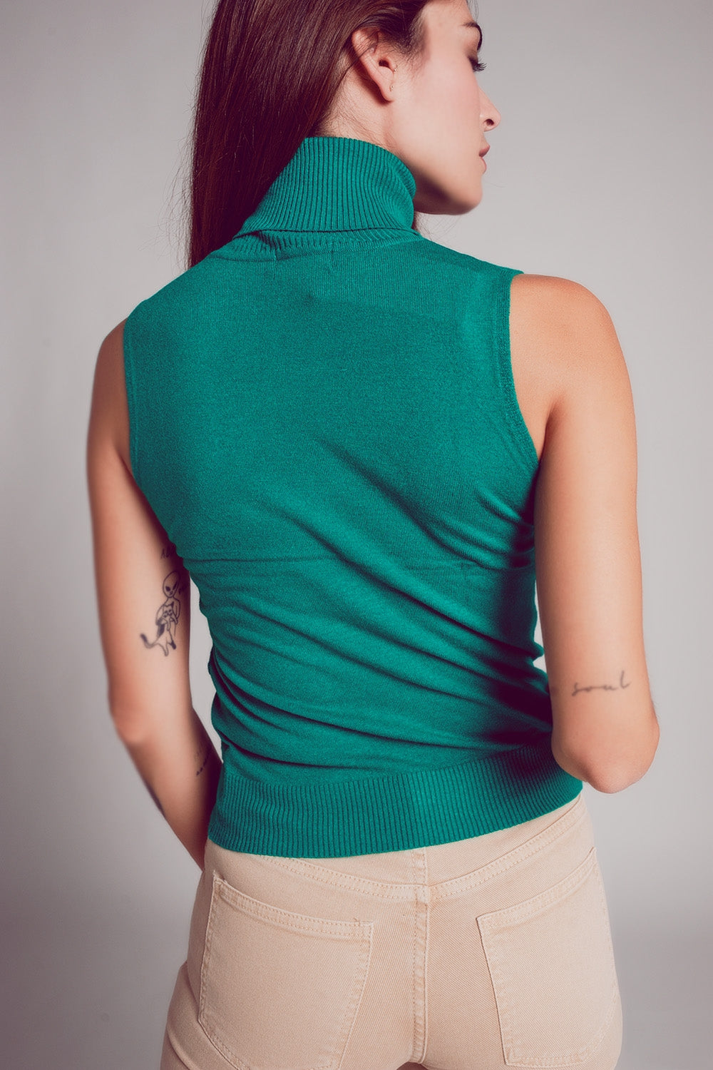 Pullover à débardeur en maille vert