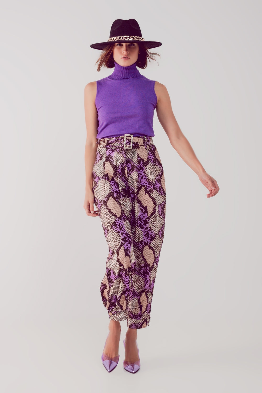 Pullover à débardeur en maille violet