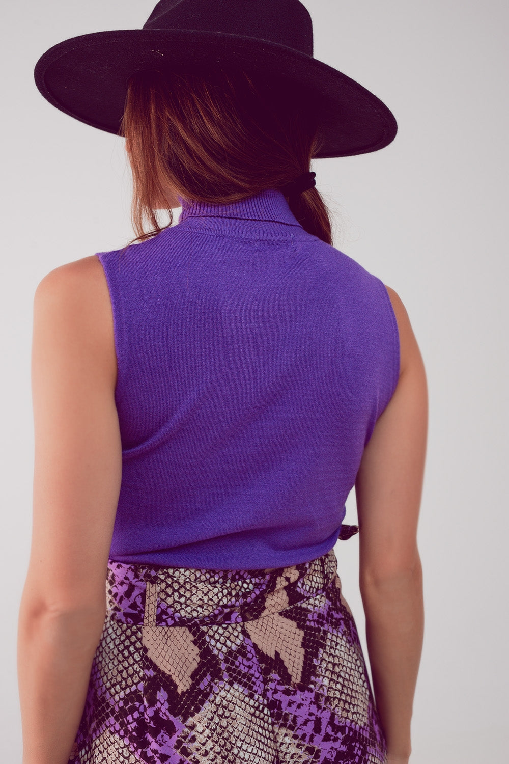 Pullover à débardeur en maille violet