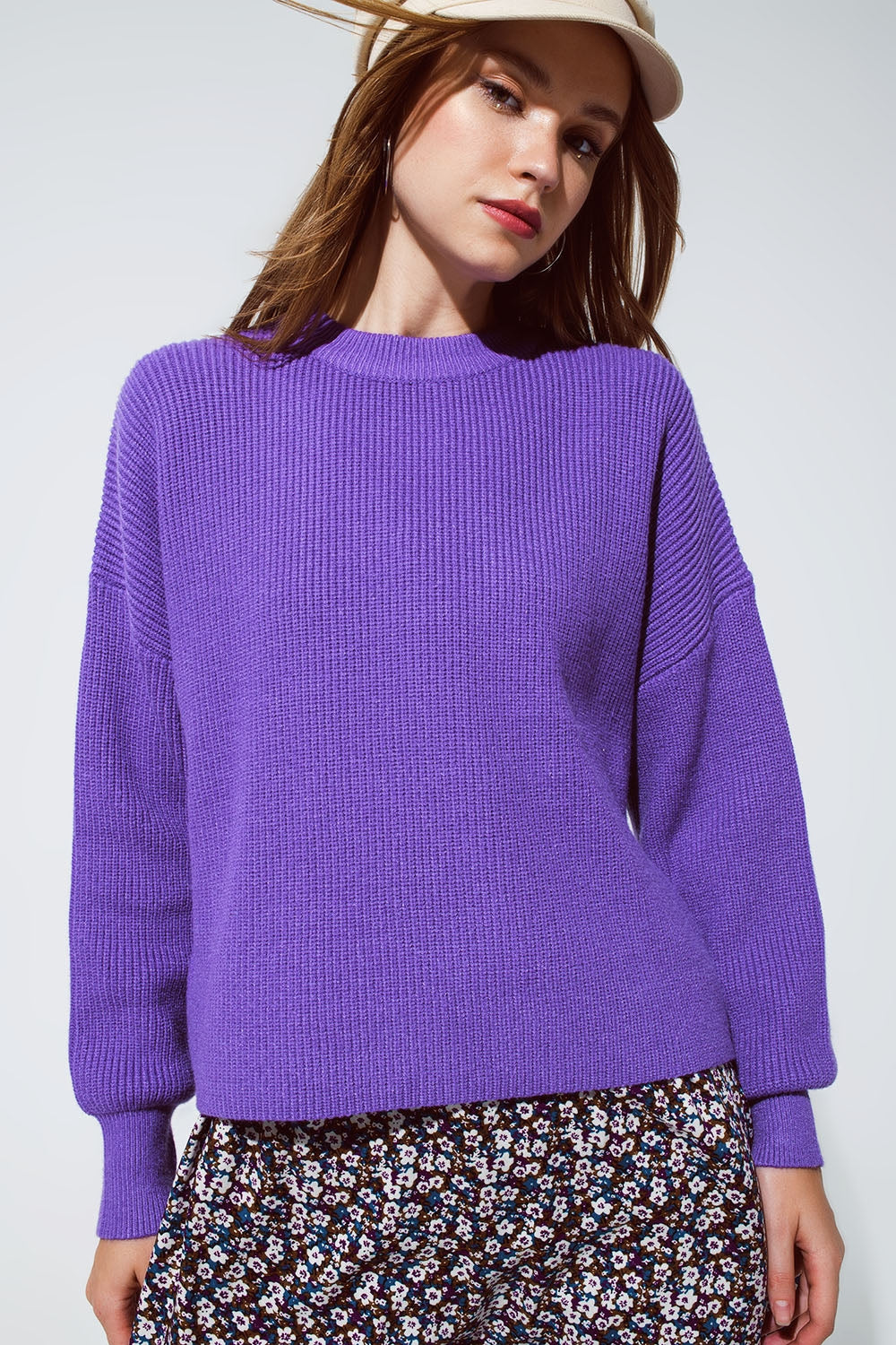 Pullover en tricot et ample de couleur violet