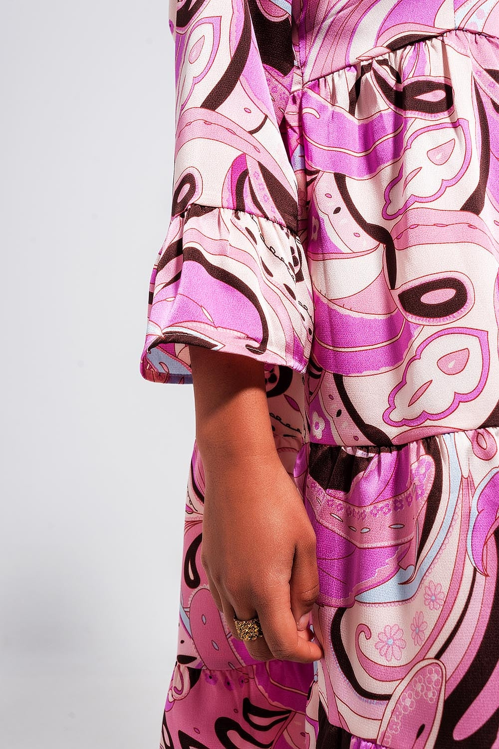 Robe à manches trois quarts rose
